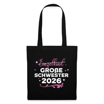 Große Schwester 2026 Schwangerschaft baby Kind - Stoffbeutel - Schwarz - Vorne