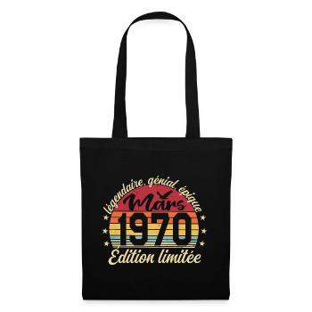 Mars 1970 56 ans Cadeau Anniversaire Mars 1970 - Sac en tissu - noir - Devant