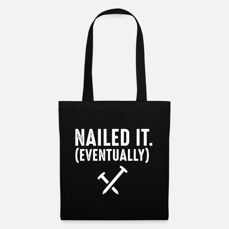 Nailed It Eventually Christian Humor - Stoffbeutel - Schwarz