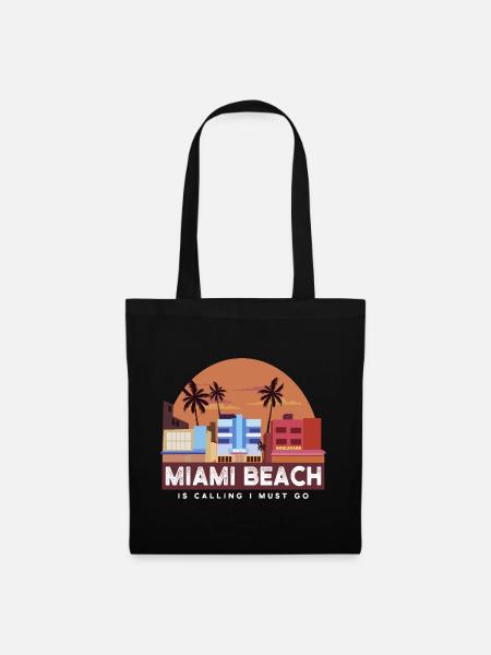 Miami Beach Retro Skyline - Stoffbeutel - Schwarz