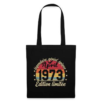 1973 avril Anniversaire avril 1973 - Sac en tissu - noir - Devant