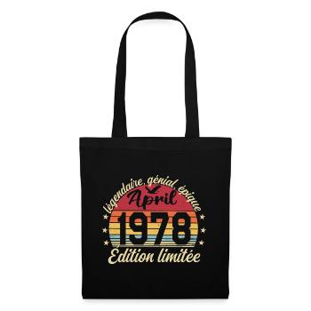 1978 avril Anniversaire avril 1978 - Sac en tissu - noir - Devant