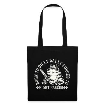 Lustiges Antifa Frosch Design Born To Dilly Dally - Stoffbeutel - Schwarz - Vorne