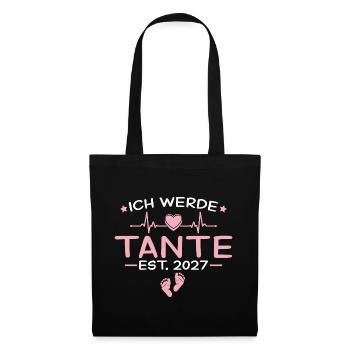 Ich werde Tante 2027 - Baby Ankündigung Geschenk - Stoffbeutel - Schwarz - Vorne
