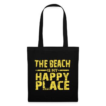 The beach is my happy place - Stoffbeutel - Schwarz - Vorne