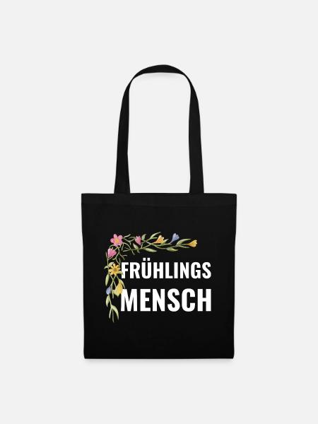 Frühlingsmensch – Blumen Statement - Stoffbeutel - Schwarz