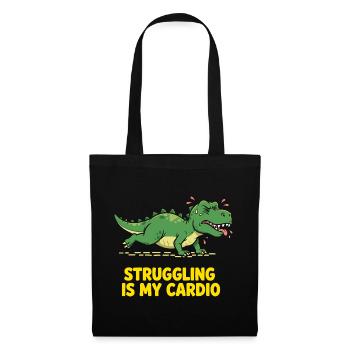 Dinosaurier hasst Cardio Training - Stoffbeutel - Schwarz - Vorne