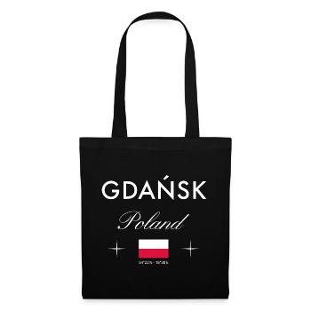 Danzig Polen Koordinaten Reise Souvenir - Stoffbeutel - Schwarz - Vorne
