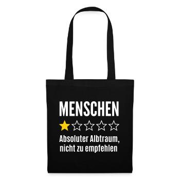 Menschen 1 Stern Absoluter Albtraum Spruch - Stoffbeutel - Schwarz - Vorne