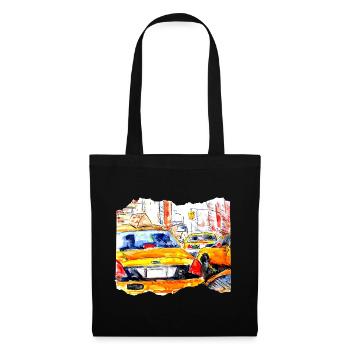 New York Taxi Kunstmotiv von Jörg Langhans - Stoffbeutel - Schwarz - Vorne