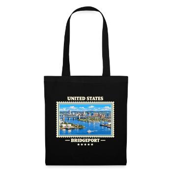 Vereinigte Staaten Bridgeport Vintage Reisemarke - Stoffbeutel - Schwarz - Vorne