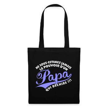 Papa qui déchire bleu - Sac en tissu - noir - Devant