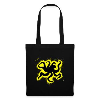 Silhouette octopus vector graphic yellow and black - Tote Bag - black - Front