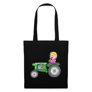 Traktor Kinder - Stoffbeutel - Schwarz - Vorne