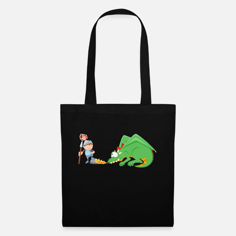 Ritter und Drache - Stoffbeutel - Schwarz