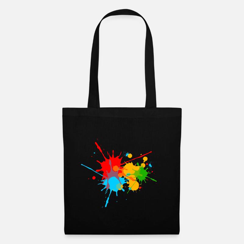 Farbspritzer, Farbkleckse, Farbe, color, bunt, fun - Stoffbeutel - Schwarz