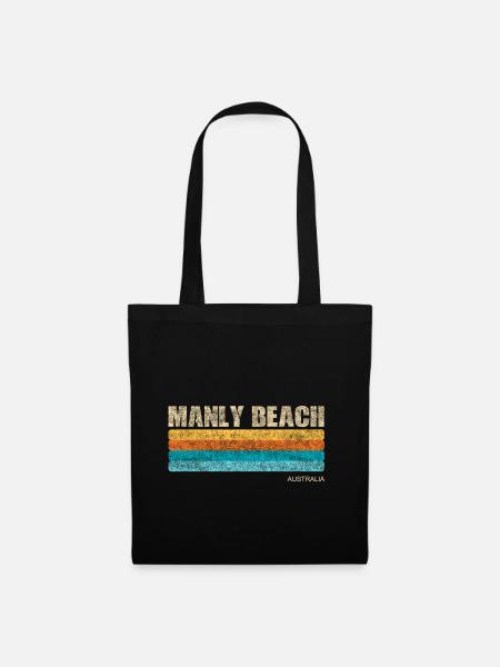 Manly Beach Australien Vintage Shirt - Stoffbeutel - Schwarz