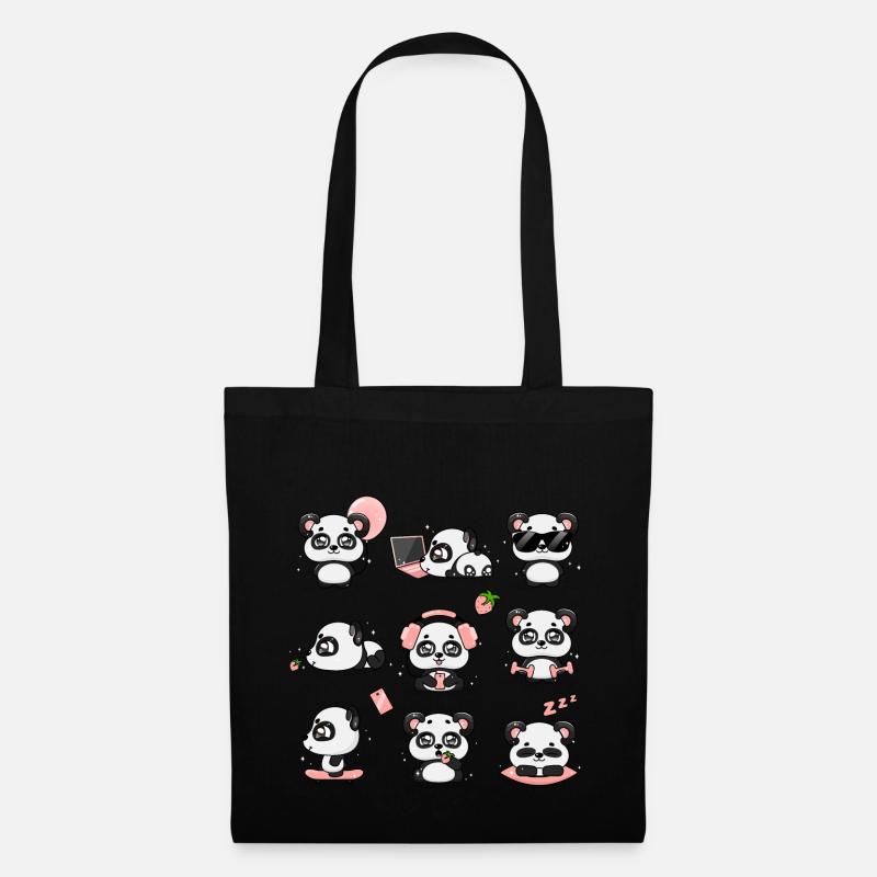 Panda - Stoffbeutel - Schwarz