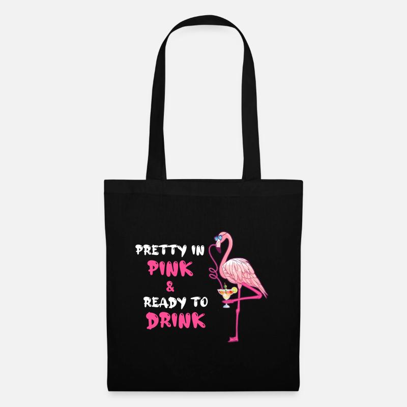 Flamingo Pretty In Pink And Ready To Drink - Stoffbeutel - Schwarz
