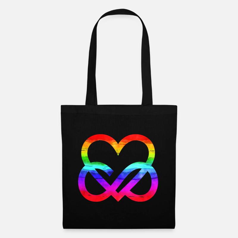 LGBTQ Regenbogenherz Unendlichkeit Infinity Heart - Stoffbeutel - Schwarz