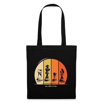 Schach Figuren Symbol Logo Geschichte retro - Stoffbeutel - Schwarz - Vorne