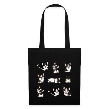 Kawaii Schwarz Tricolor Corgi - Stoffbeutel - Schwarz - Vorne