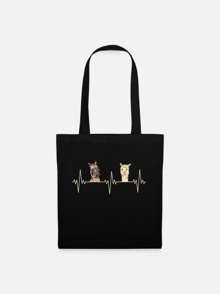Alpaca Heartbeat Horse Alpaca Gift - Tote Bag - black