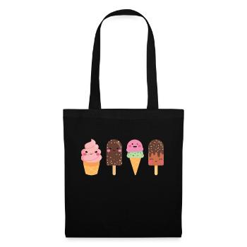 Kawaii Ice Cream - Sweet Ice Cream Faces - Tote Bag - black - Front