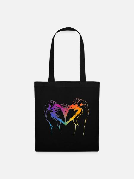 Heart ripped apart in rainbow colors for pride - Stoffbeutel - Schwarz