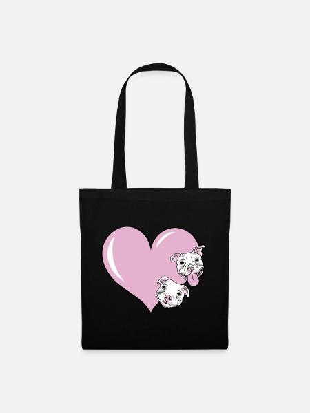 Chien avec cœur pour les amoureux des chiens comme idée cadeau - Sac en tissu - noir