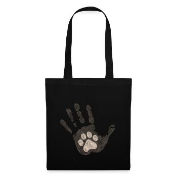 Patte de chat à la main - Sac en tissu - noir - Devant