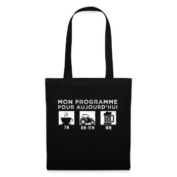Mon programme tracteur humour agriculteur cadeau - Sac en tissu - noir - Devant