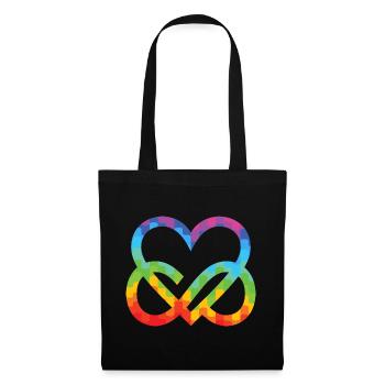 Polyamorie Infinity Herz - Poly Love Heart - Stoffbeutel - Schwarz - Vorne