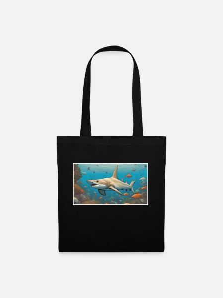 Haifisch | Shark Comic Illustration - Stoffbeutel - Schwarz