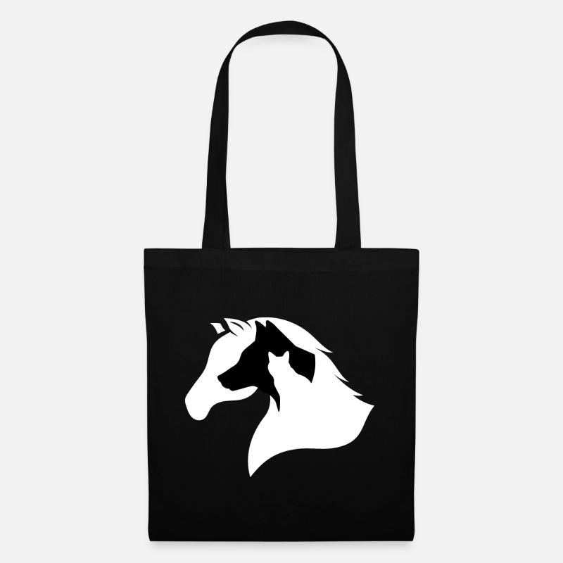 Pferd, Hund, Katze-Silhouette - Stoffbeutel - Schwarz