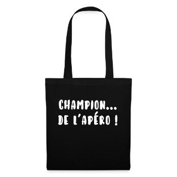 Champion de l’apéro - Sac en tissu - noir - Devant
