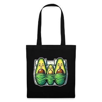 Avocado family mom, dad, kid sleeping in bed - Tote Bag - black - Front