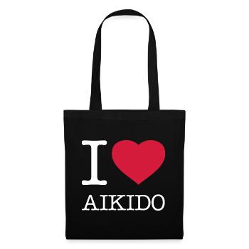 I LOVE AIKIDO - Stoffbeutel - Schwarz - Vorne