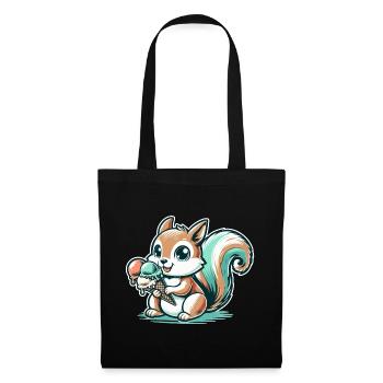 Écureuil de dessin animé mignon avec de la crème glacée - Sac en tissu - noir - Devant