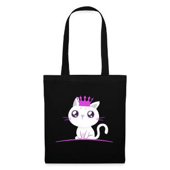 Chaton Princesse Chat Chats Enfants Bébé - Sac en tissu - noir - Devant