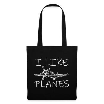 J’aime les avions - Sac en tissu - noir - Devant