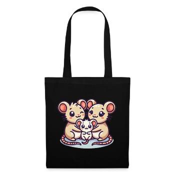 Mouse Family Mother And Father With One Child - Tote Bag - black - Front