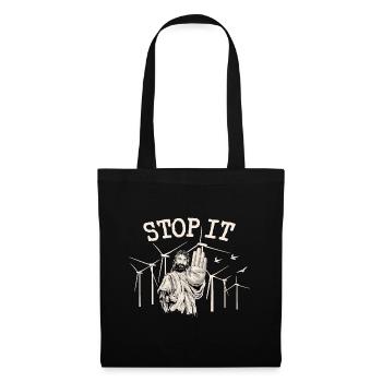 Stop à l’énergie éolienne - Jésus contre l’énergie éolienne - Sac en tissu - noir - Devant