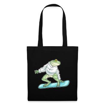 Frosch Snowboarder Snowboard - Stoffbeutel - Schwarz - Vorne