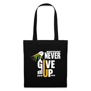 Never Give Up 🐸 Niemals aufgeben Frosch vs Storch - Stoffbeutel - Schwarz - Vorne