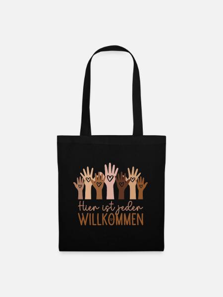 Hier ist jeder willkommen - Stoffbeutel - Schwarz