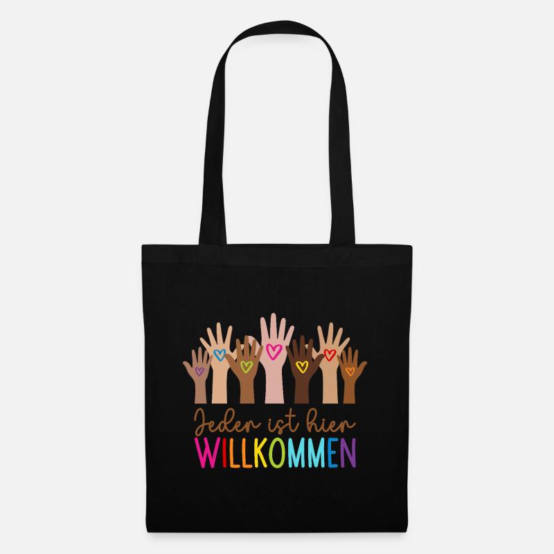 Jeder ist hier willkommen - Stoffbeutel - Schwarz