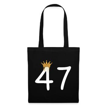 Couronne dorée sur le motif du numéro 47 - Sac en tissu - noir - Devant
