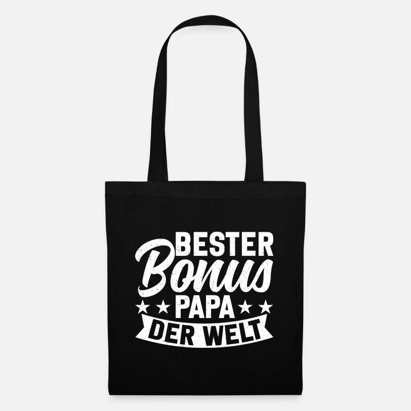 Bester Bonus Papa Der Welt - Stoffbeutel - Schwarz