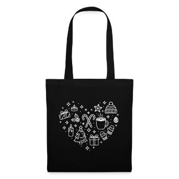 Christmas Heart X-Mas Heart Shape Christmas Heart - Tote Bag - black - Front